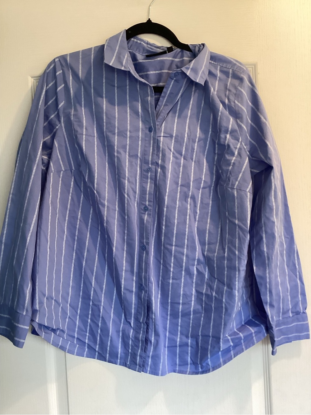 Apt. 9 Light Blue & White Vertical Stripe Dress Shirt 1X EUC